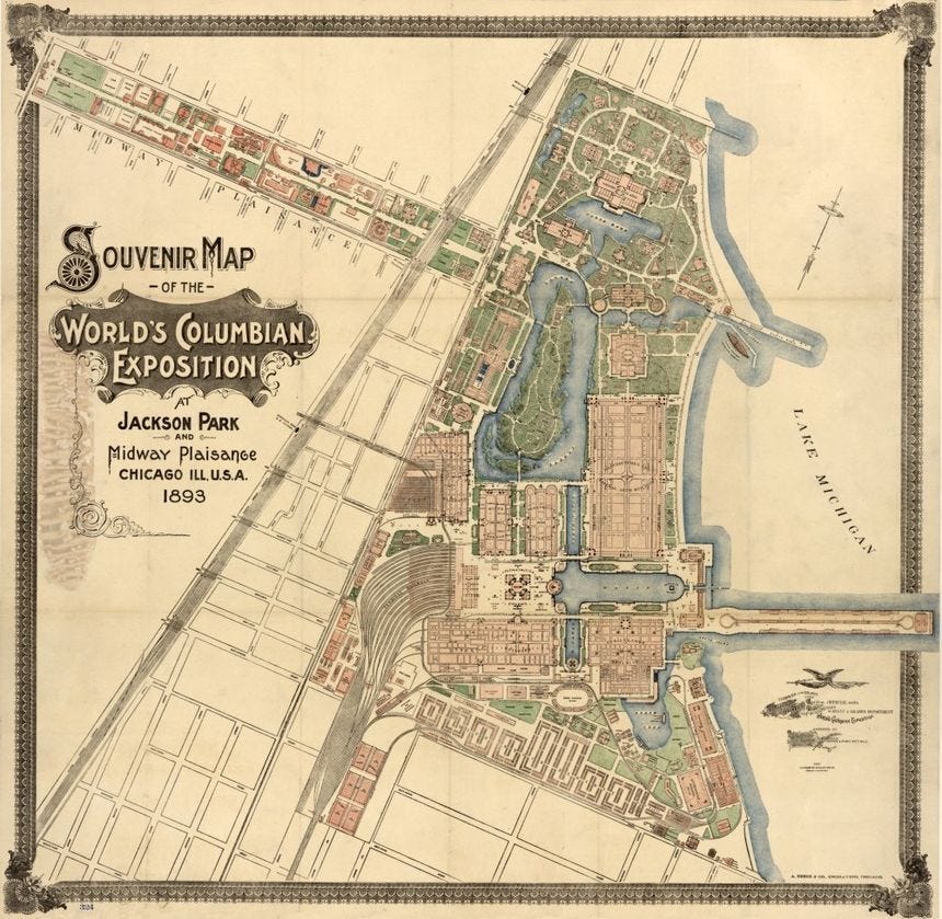 Map WorldS Fair 1893 Nsouvenir Map Of The WorldS Columbian Exposition At Jackson Park And Midway Plaisance In Chicago Illinoi