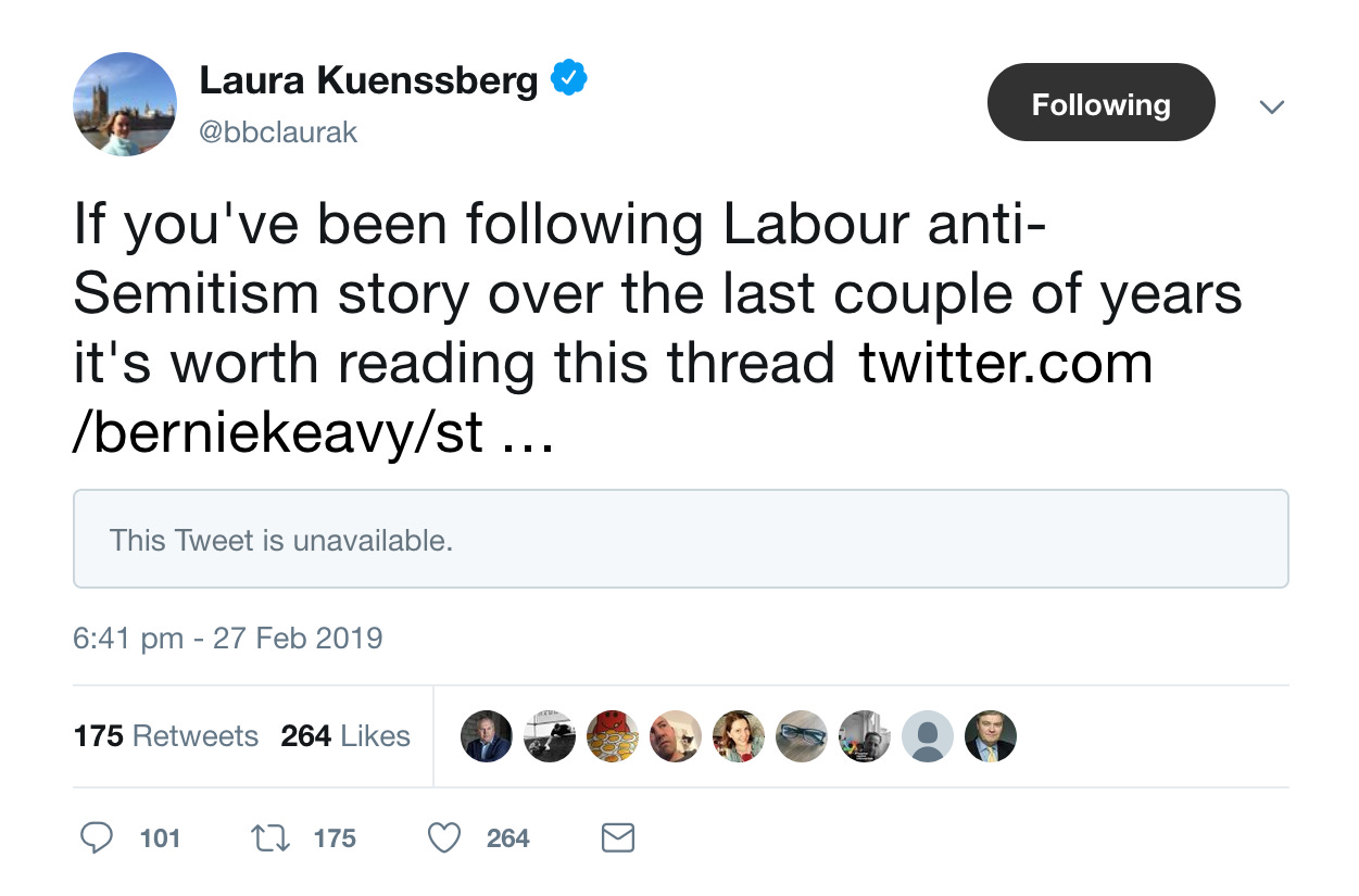 Laura Kuenssberg Bernie Keavy Fake News Corbyn Antisemitism