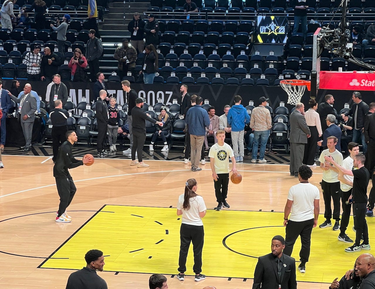 Tyrese Haliburton was one of the first players on the court Sunday at Vivint Arena.