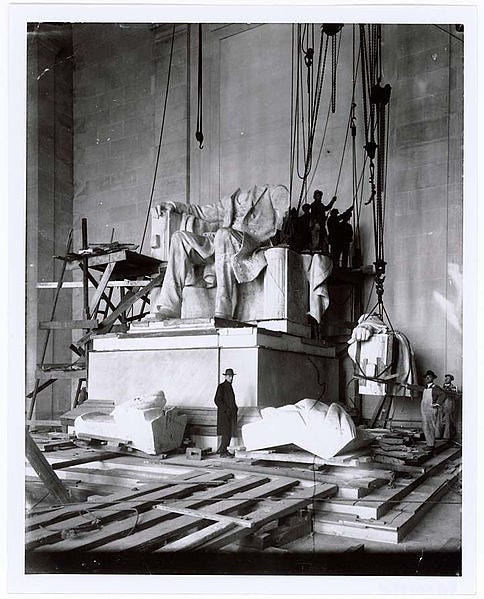 Lincoln statue installation in the Lincoln Memorial, Washi… | Flickr