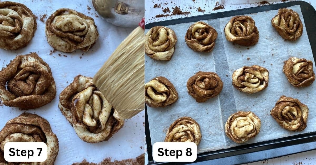 Cinnamon Swirls on a baking tray. 