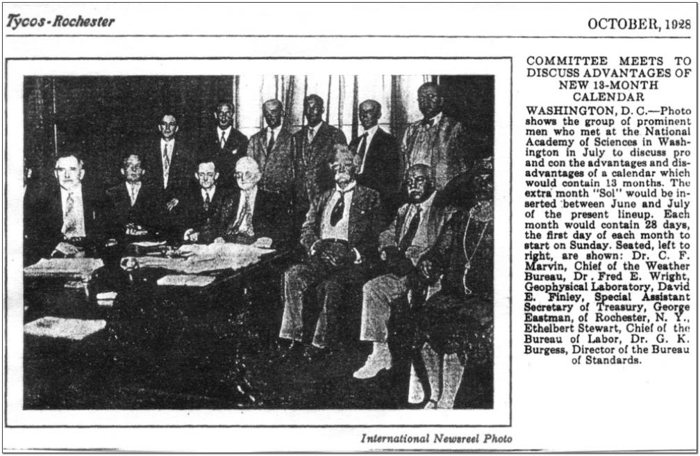 committee to discuss 13 moon calendar 1929