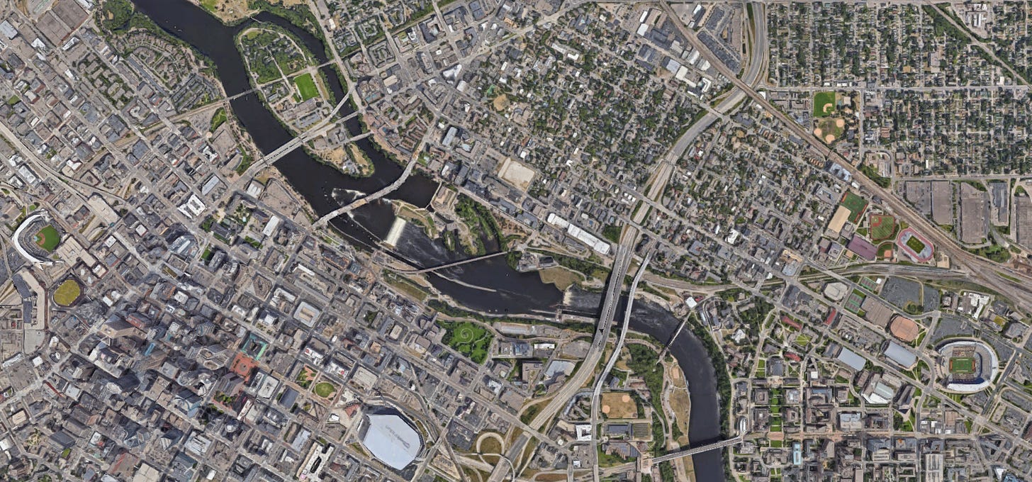 Aerial view of Target Field and surrounding area