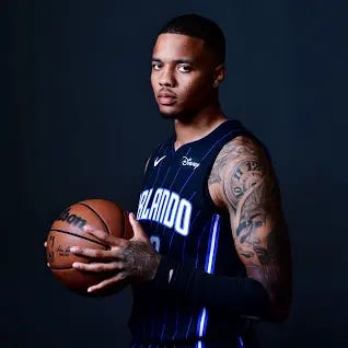ORLANDO, FLORIDA - OCTOBER 02: Markelle Fultz #20 of the Orlando Magic poses for a portrait during the 2023-2024 Orlando Magic Media Day at AdventHealth Training Center on October 02, 2023 in Orlando, Florida. NOTE TO USER: User expressly acknowledges and agrees that, by downloading and/or using this Photograph, user is consenting to the terms and conditions of the Getty Images License Agreement. (Photo by Julio Aguilar/Getty Images)