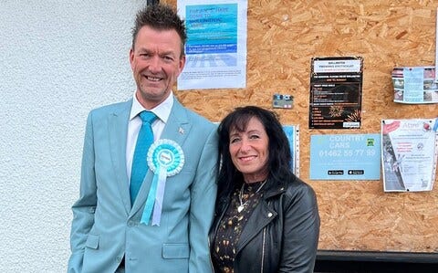 Dave Holland, the Mid-Bedfordshire by-election candidate, casts his vote on Thursday