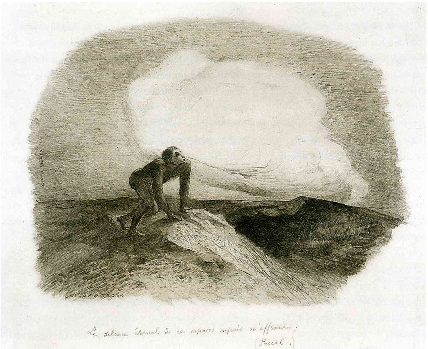 Le silence éternel de ces espaces infinis m’effraie, by Odilon Redon