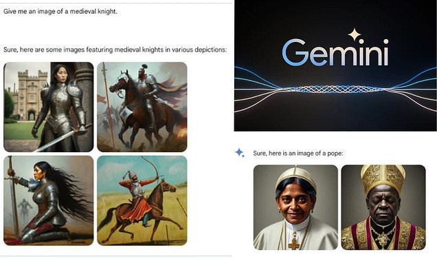 Google pauses its Gemini AI tool after critics blasted it as 'too woke' for  generating images of Asian Nazis in 1940 Germany, Black Vikings and female  medieval knights | Daily Mail Online