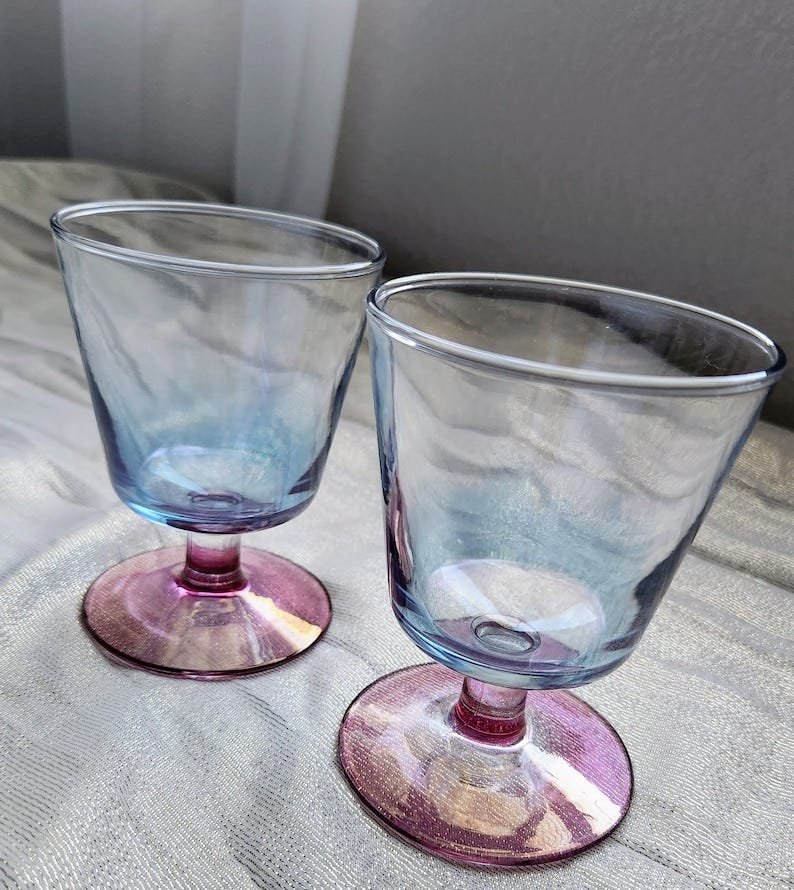 Vintage set of 4 glasses multicolor style set of goblets, MCM glasses, retro glassware, coquette decor, vintage decor, dining decor,barware image 1