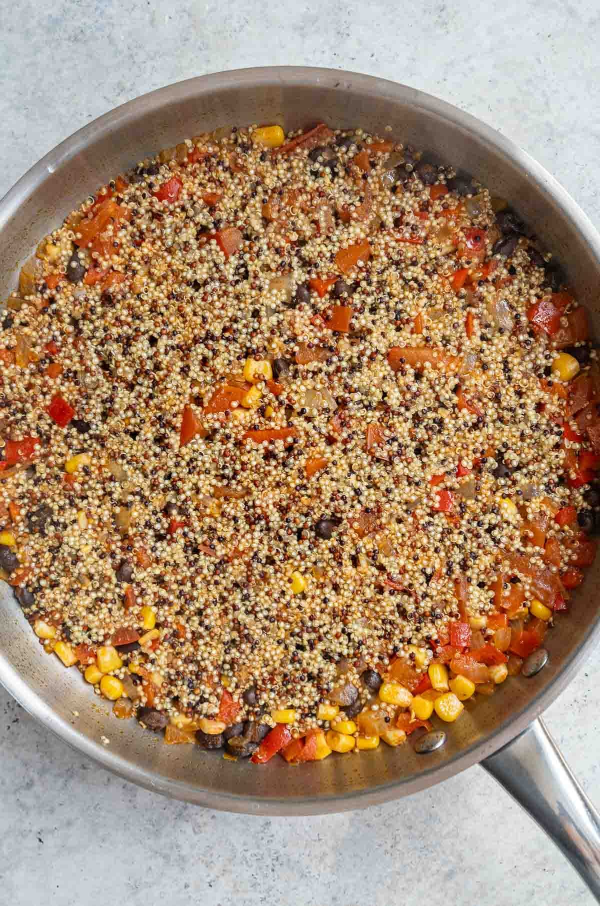 Cooked quinoa and vegetables