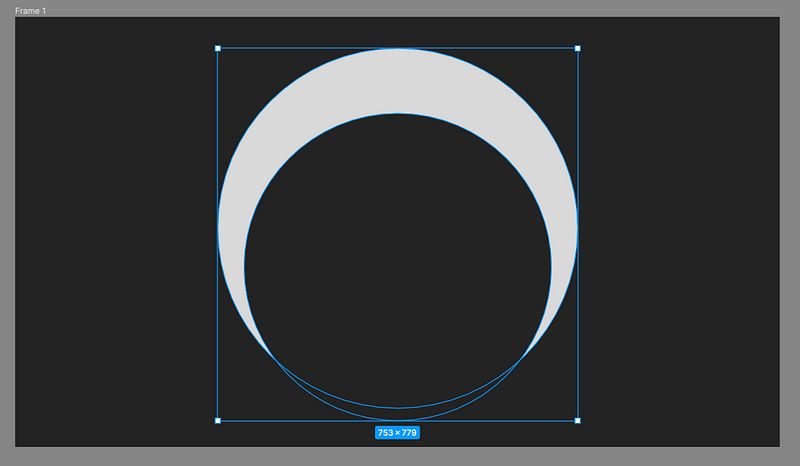 Screenshot of two overlapping circles in Figma