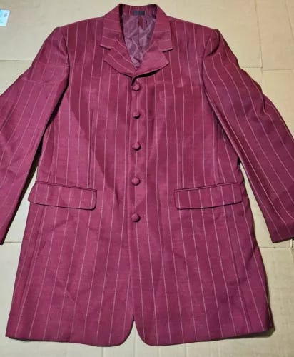 Vintage Falcone Red/Maroon Pinstripe Sport Coat Suit Jacket 5 Button 40 Long - Picture 1 of 13