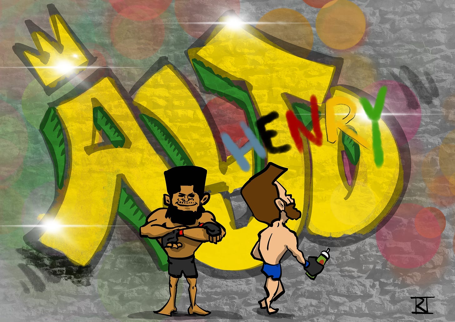 Illustration of Aljamain Sterling and Henry Cejudo.