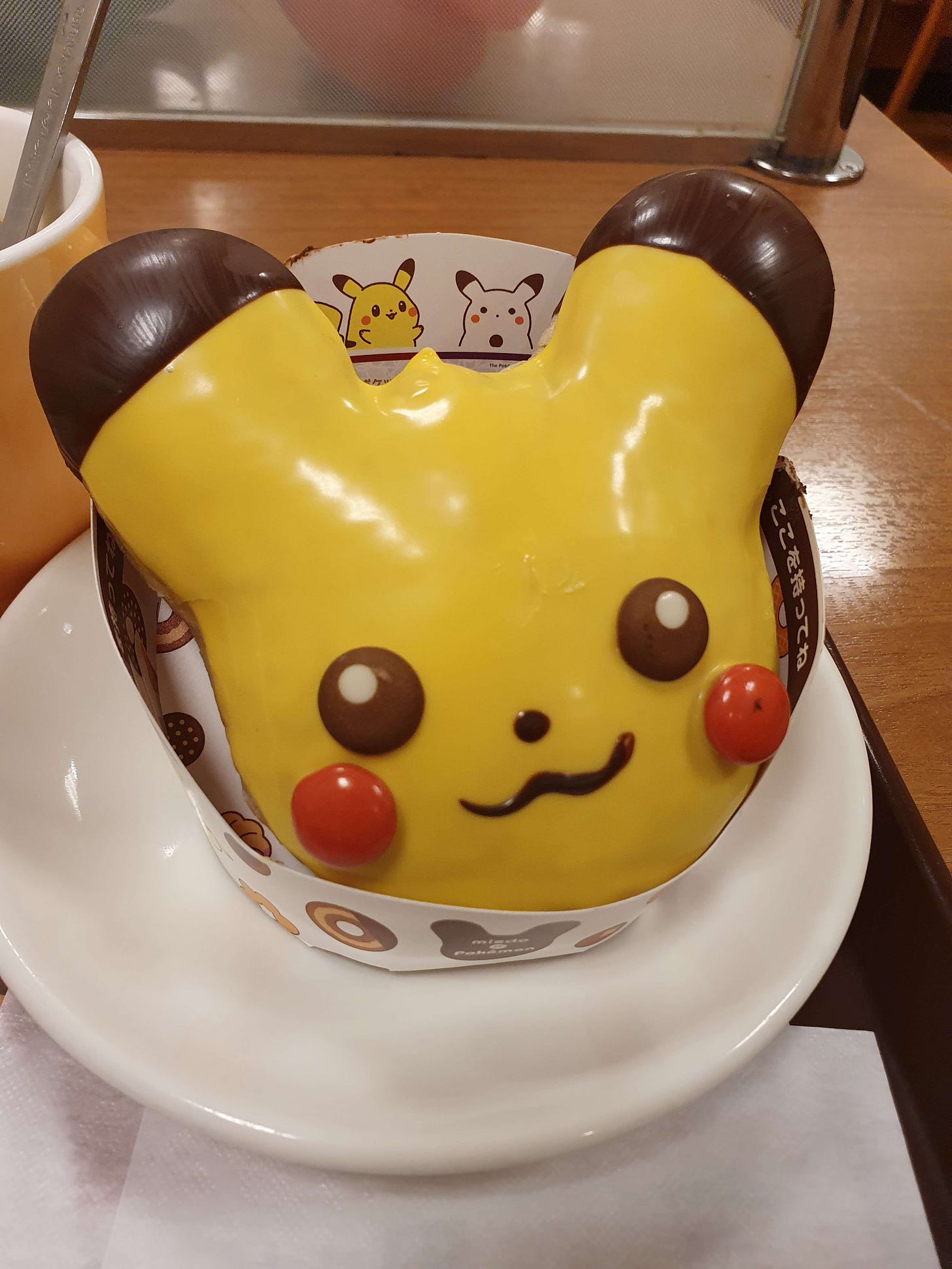 A delicious looking Pikachu doughnut, almost too good to eat!
