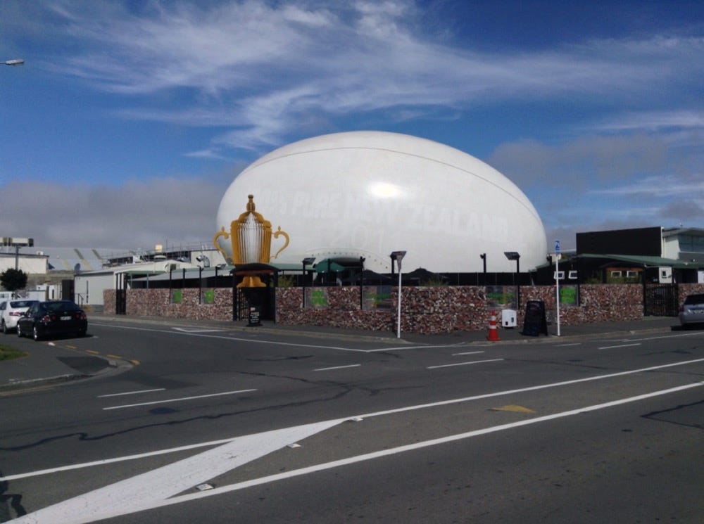 A huge rugby ball on display