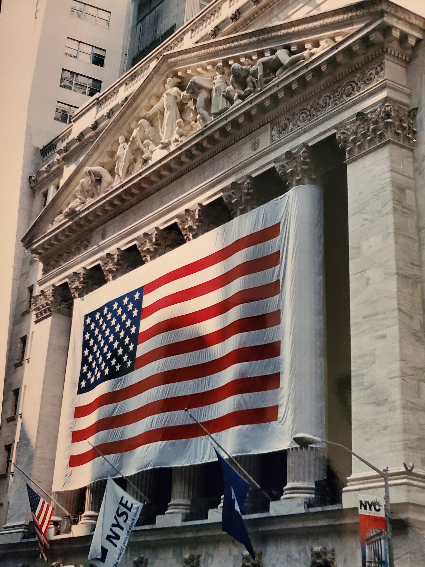 We wrapped ourselves in the flag. You got a problem with that? Photo credit: NYSE.