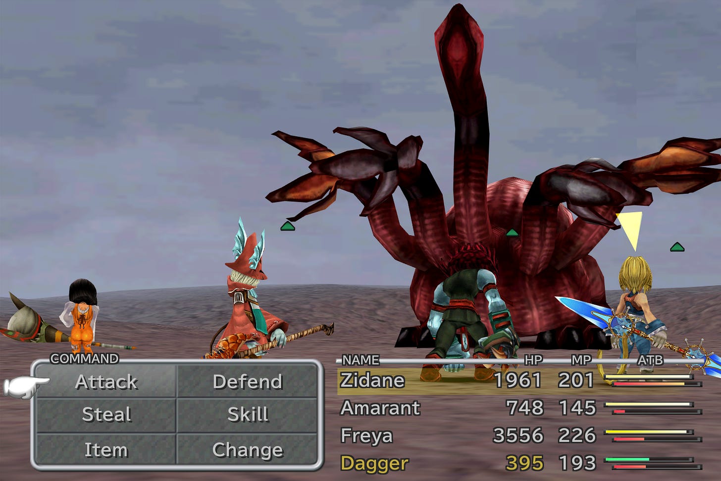 An image of a regular battle in Final Fantasy 9.