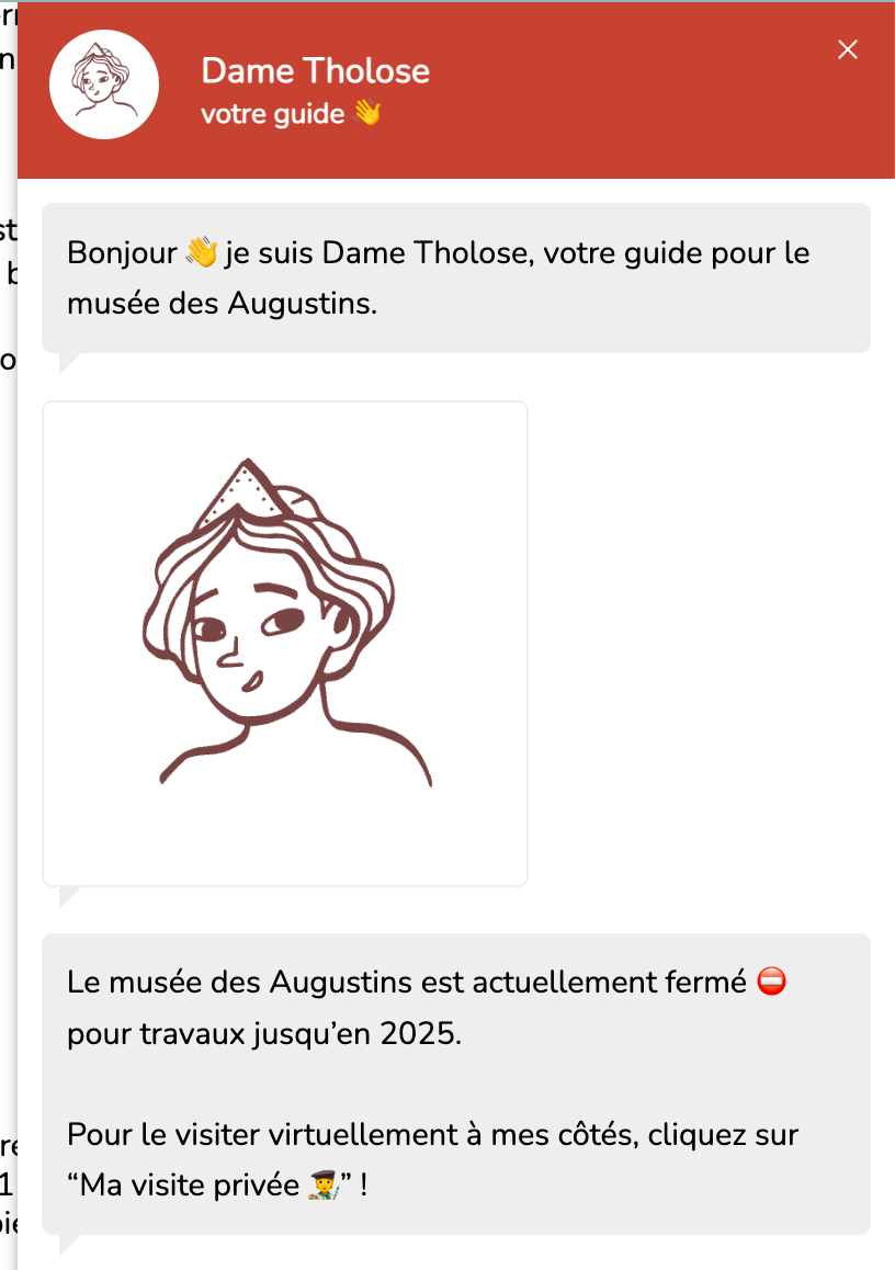 Screenshot of Dame Tholose Chatbot