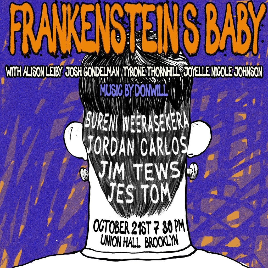 Flyer for tonight's Frankenstein's Baby show at 7:30.