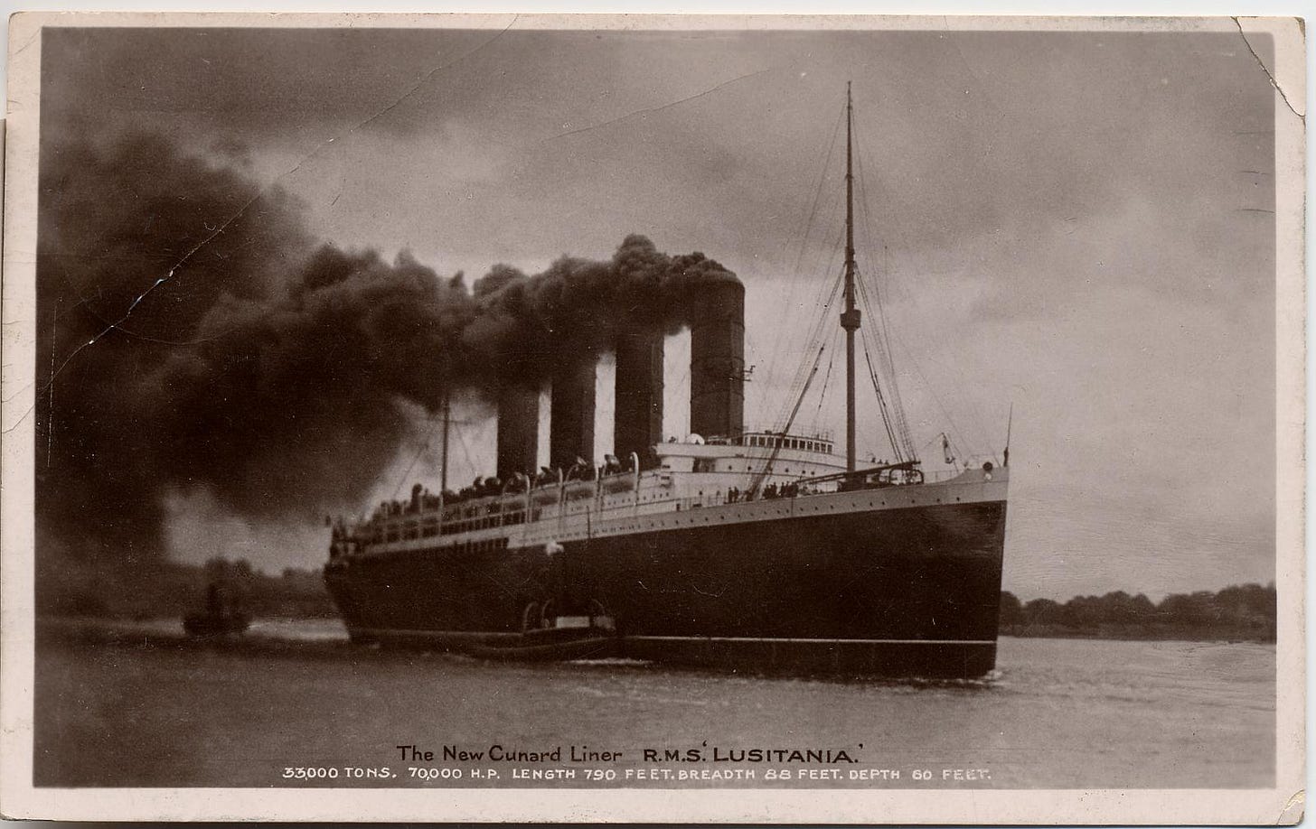 A lovely Cunard Postcard of the RMS Lusitania