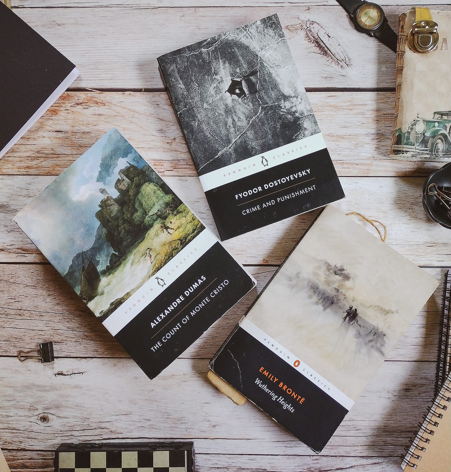Wuthering Heights, Crime and Punishment and The Count of Monte Cristo