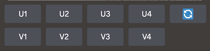Screenshot of the options offered by midjourney to upscale and vary images