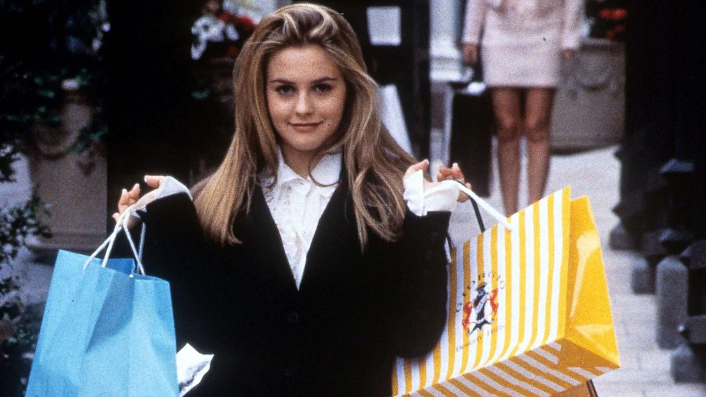 Cher carrying shopping bags in Clueless.