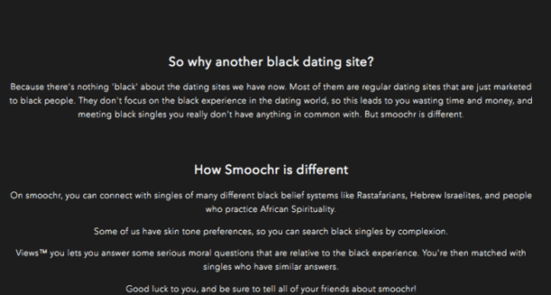 how smoochr is different from black dating sites