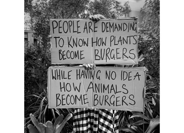 This exposes a clear double standard—people question plant-based foods while ignoring the harsh reality of how animals are turned into meat. Transparency and awareness are vital for making informed and compassionate choices. 🌱