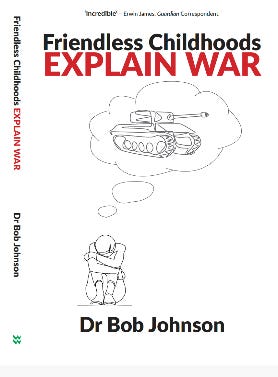 A book cover with a cartoon character thinking about war

Description automatically generated