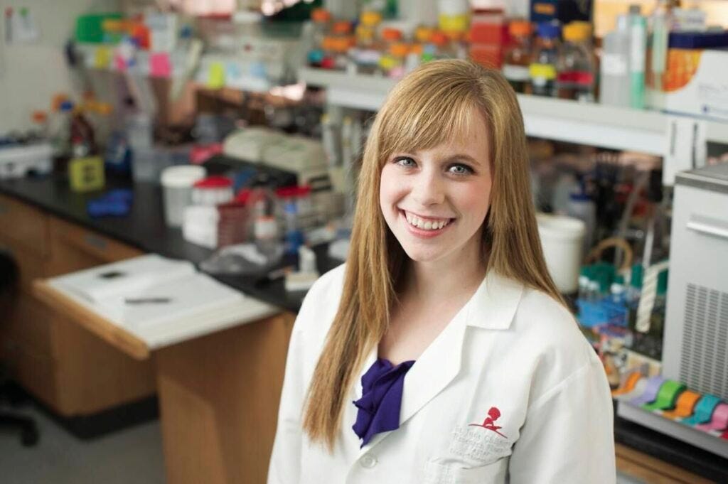 Long an advocate for St. Jude Children's Research Hospital where she was treated and now works, Baton Rouge native Hayley Arceneaux at her office at St. Jude. (Provided photo)