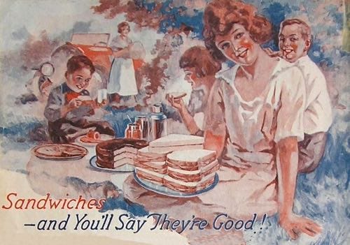 Vintage advertising image showing idealised picnic from possibly 1930s