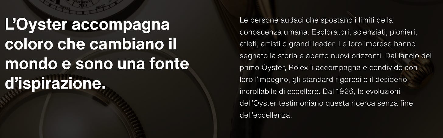 Le persone audaci che spostano i limiti della conoscenza umana. Esploratori, scienziati, pionieri, atleti, artisti o grandi leader. Le loro imprese hanno segnato la storia e aperto nuovi orizzonti. Dal lancio del primo Oyster, Rolex li accompagna e condivide con loro l’impegno, gli standard rigorosi e il desiderio incrollabile di eccellere. Dal 1926, le evoluzioni dell’Oyster testimoniano questa ricerca senza fine dell’eccellenza.