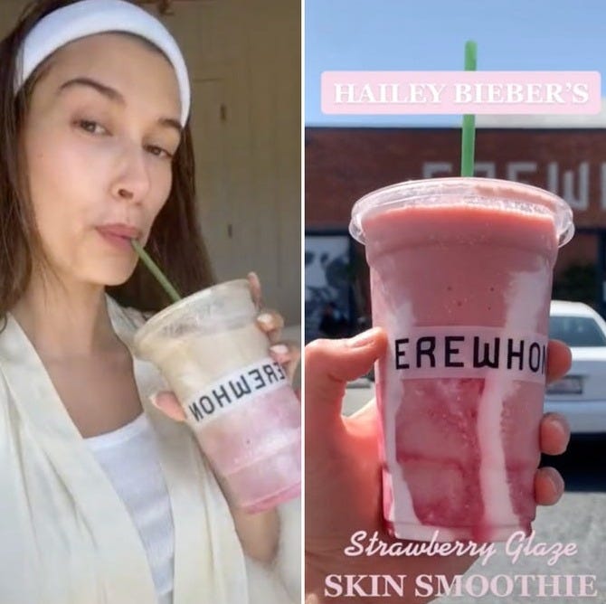 Erewhon Sells 40,000 Hailey Bieber's Strawberry Skin Glaze Smoothies a  Month - Business Insider