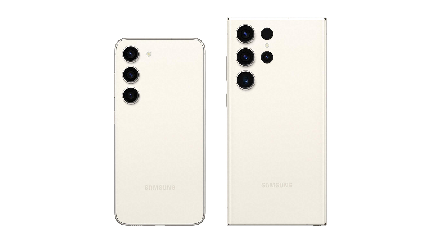 Galaxy S23 and S23 Ultra in cream color side-by-side