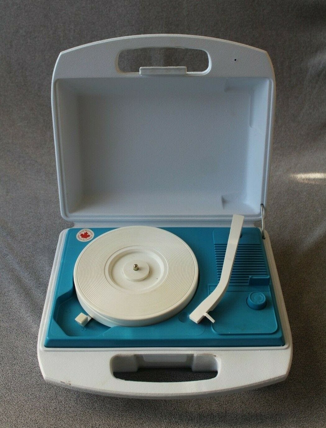 A portable record player from the 1970s