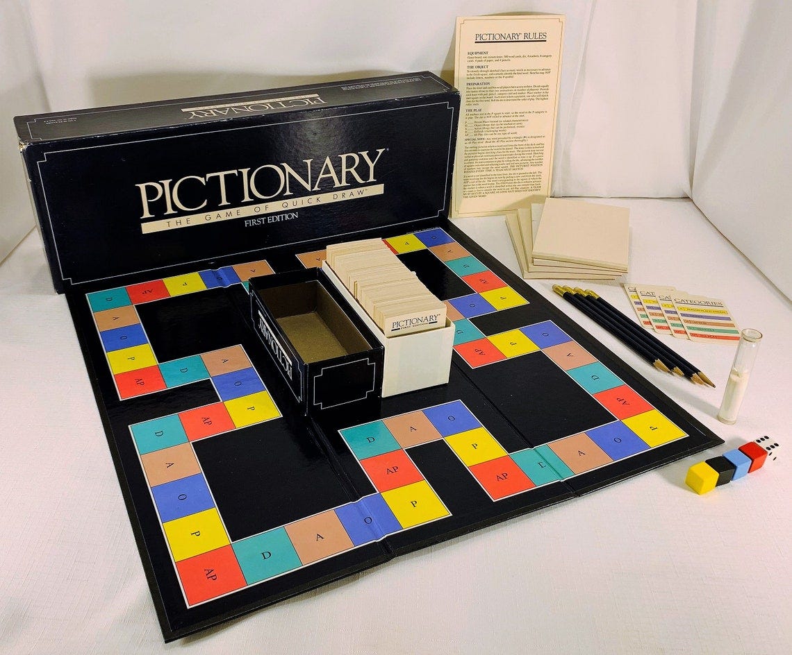 1985 Pictionary 1st Edition Charades Game Complete in Very Good Condition FREE SHIPPING image 1