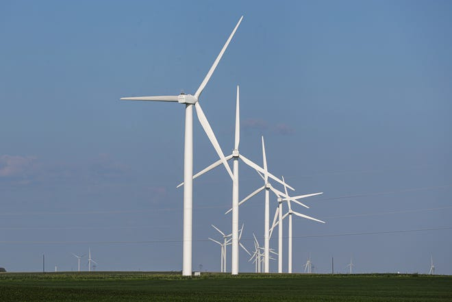 Wind turbines operate in a rural area north of Lafayette, Indiana. During Winter Storm Elliott in December 2022, wind energy across the Midwest energy grid performed well and helped supply much needed electricity for customers, according to a grid analyst.