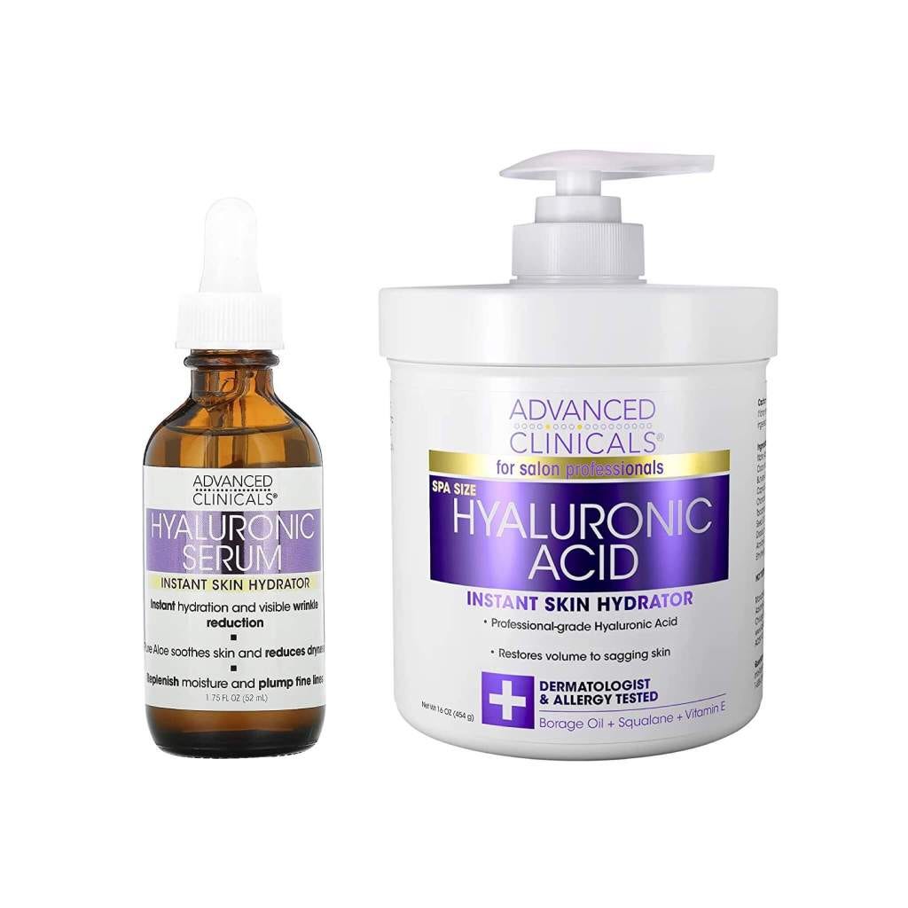 Advanced Clinicals Hyaluronic Acid Cream and Hyaluronic Acid Serum Skincare Set