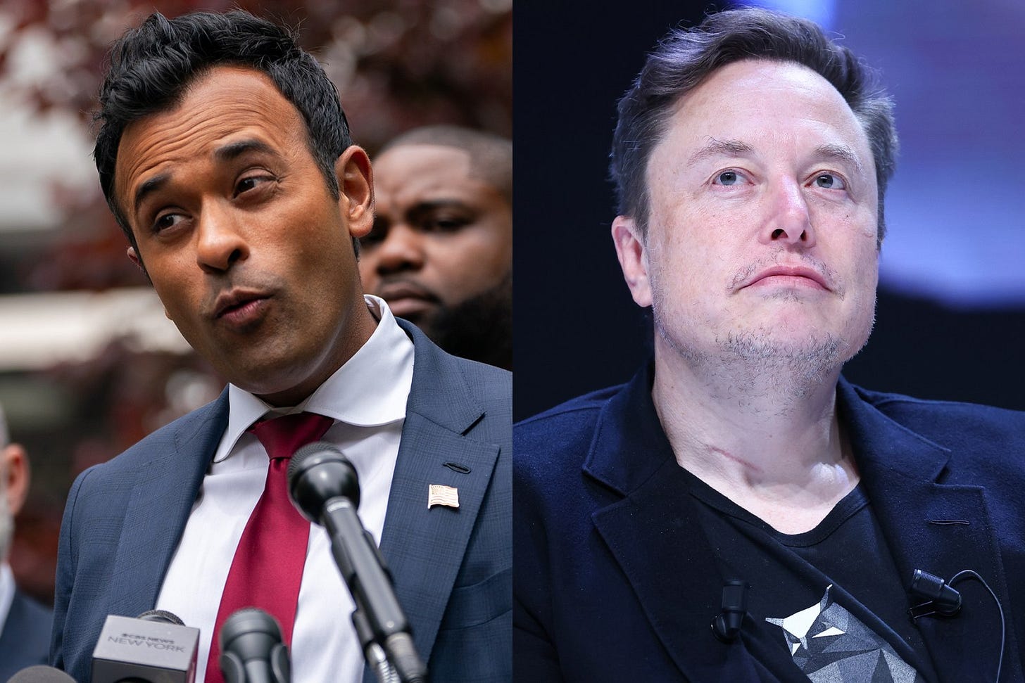 Vivek Ramaswamy (left). Elon Musk (right). (Photo: David Dee Delgado/Getty Images; Marc Piasecki/Getty Images)