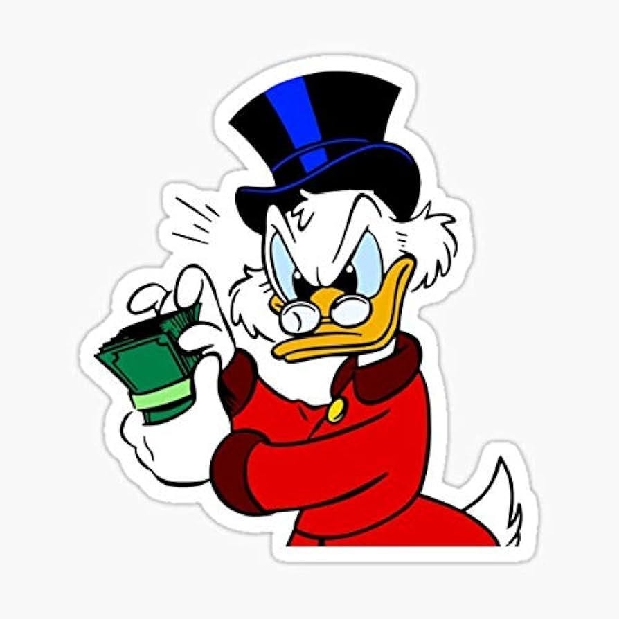 Scrooge Mc Duck counting his money.