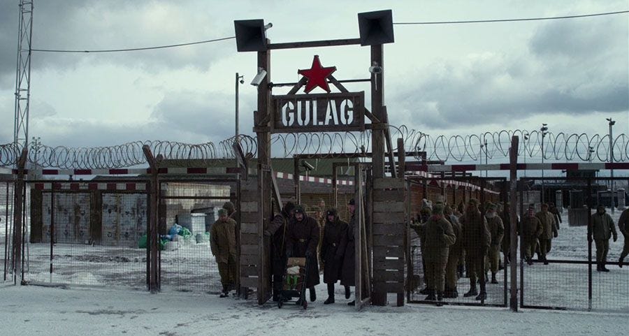 Photo of prisoners in gulag