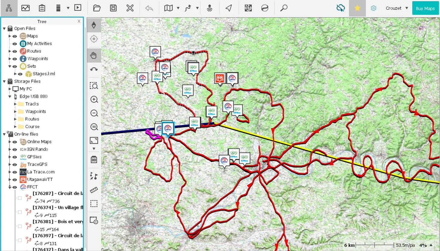 Traces automatiquement proposées par Land