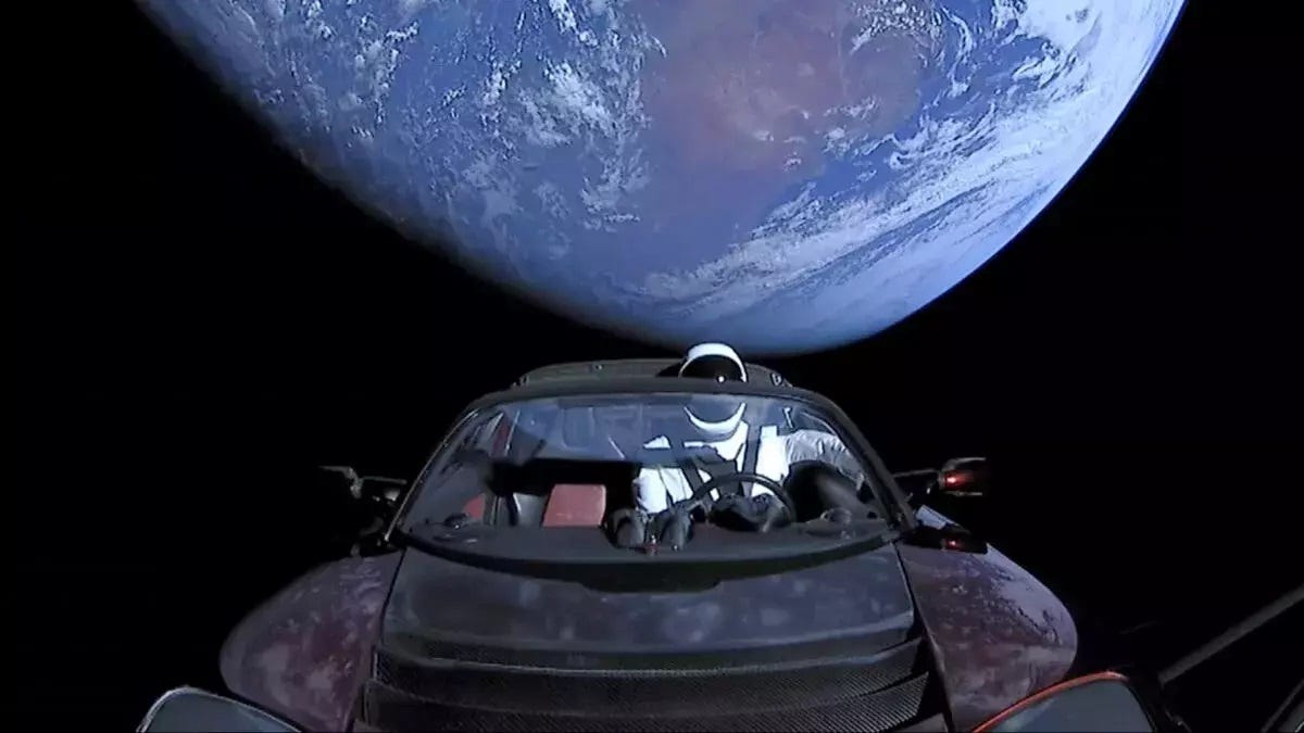 Tesla lansata de Elon Musk în 2018 in spatiu