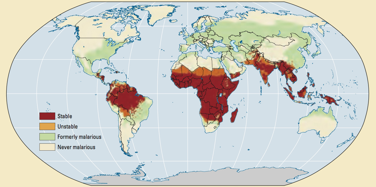 Many developed countries were formally malarious. (Image courtesy of Rigg et al.)<span
data-label="fig:malaria-history"></span>