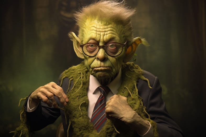 An image of Mike DeWine as "SwampThing"