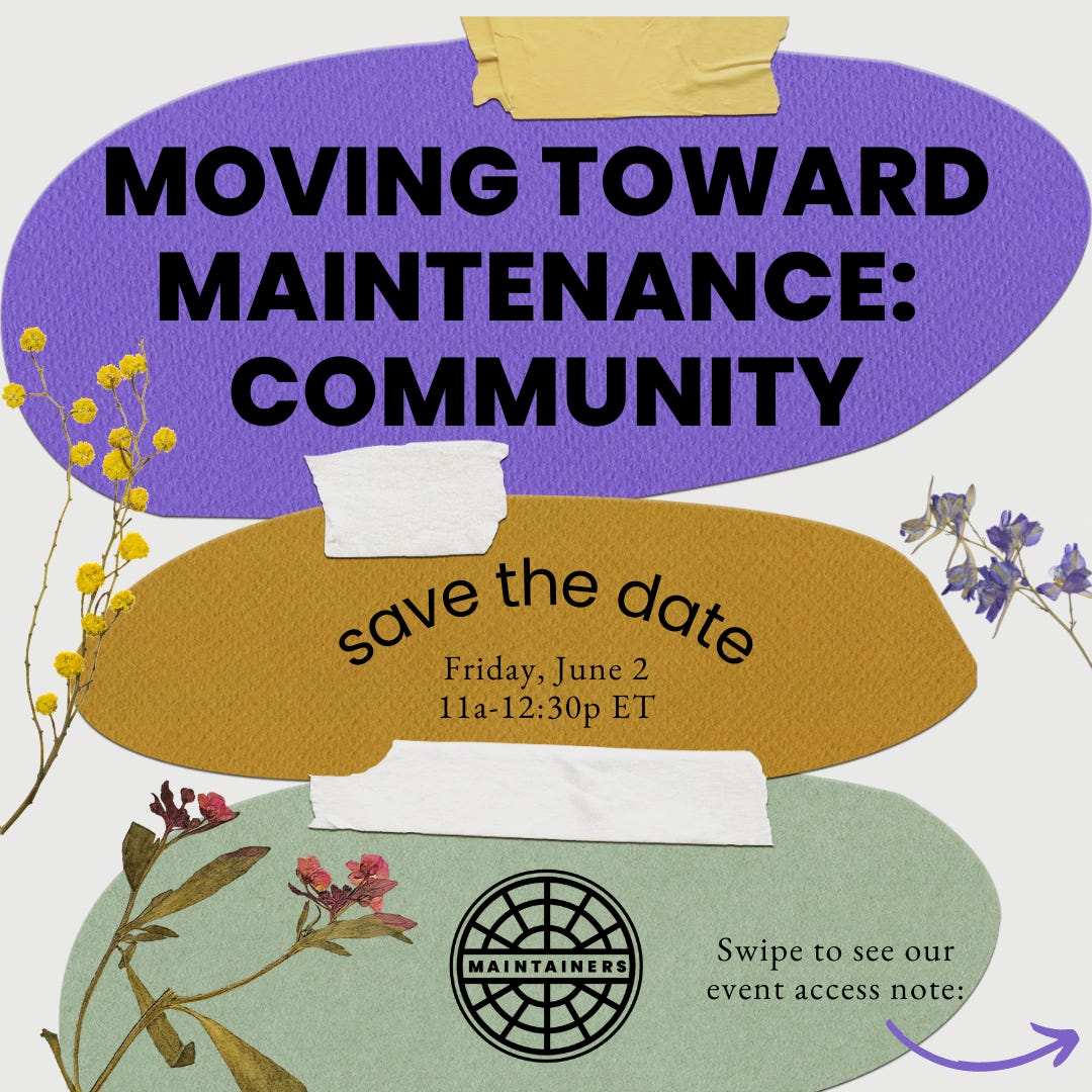 A caption for the Moving Toward Maintenance event on Friday, June 2. 