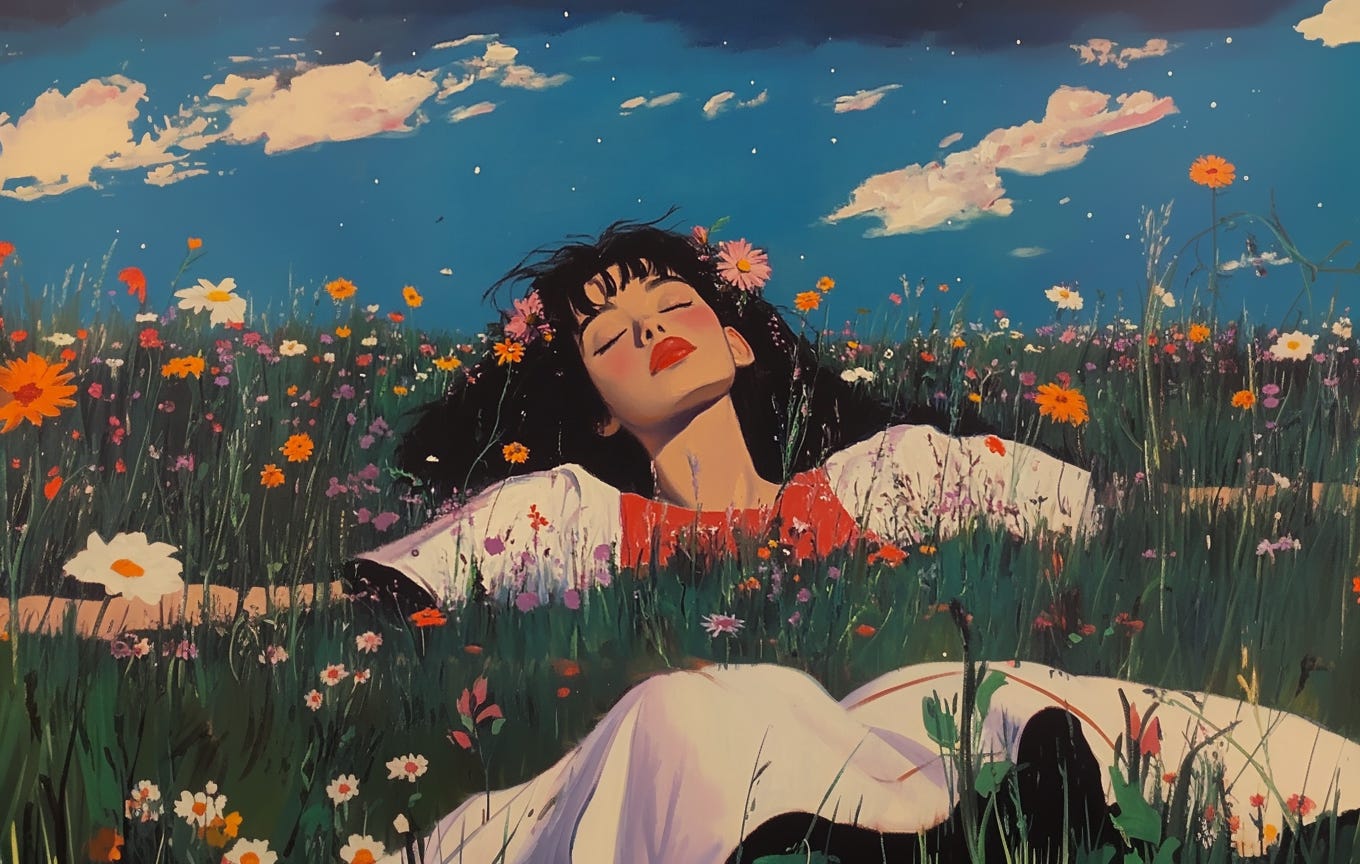 Woman resting in the meadow