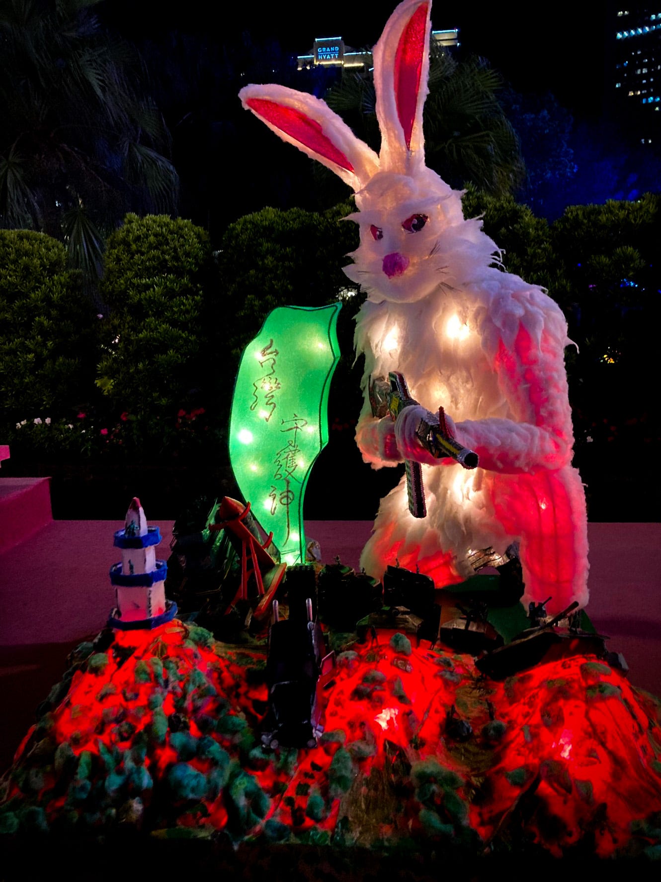 Images of a rabbit armed with a machine gun created by incarcerated people went viral at the 2023 Taiwan Lantern Festival