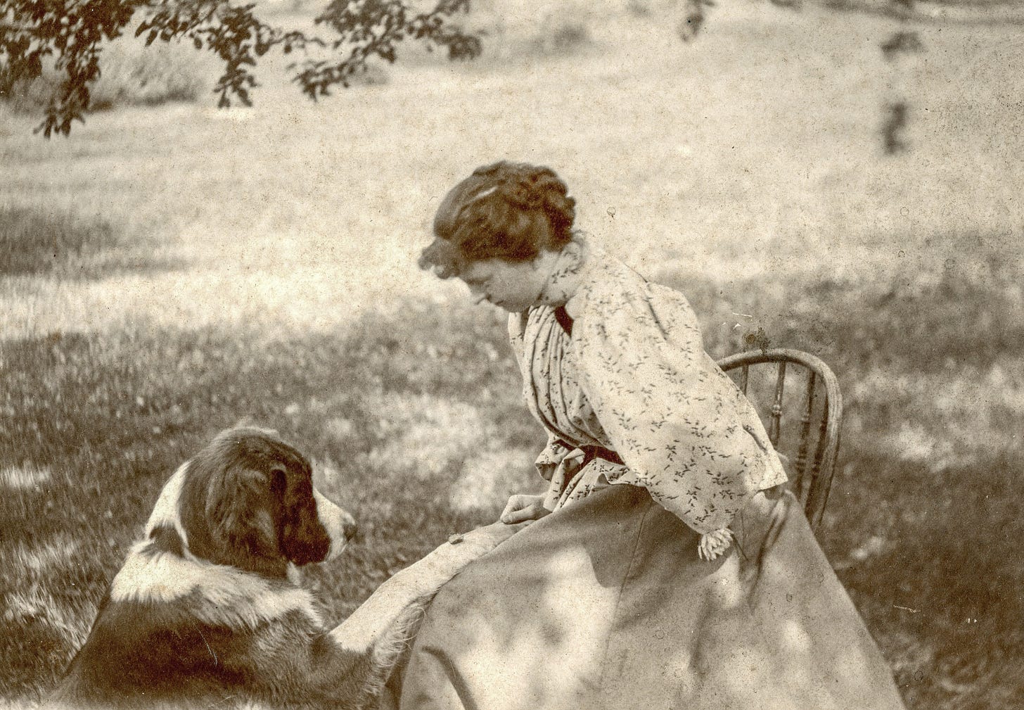 Mary Jane Marshall and her dog in 1897