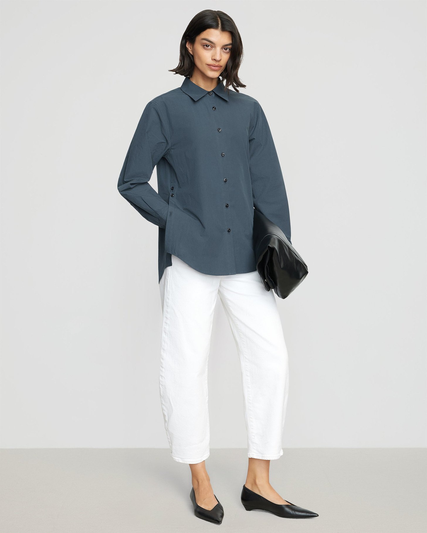 Bianca | Phoebe Side-Button Tulip-Hem Shirt in Size Small